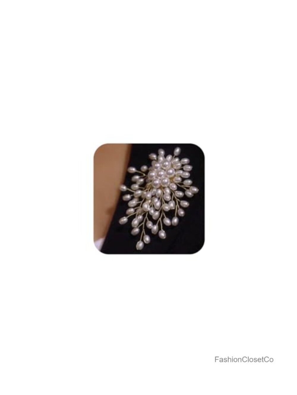 White Pearl Floral Brooch Pin for Women Dainty Statement